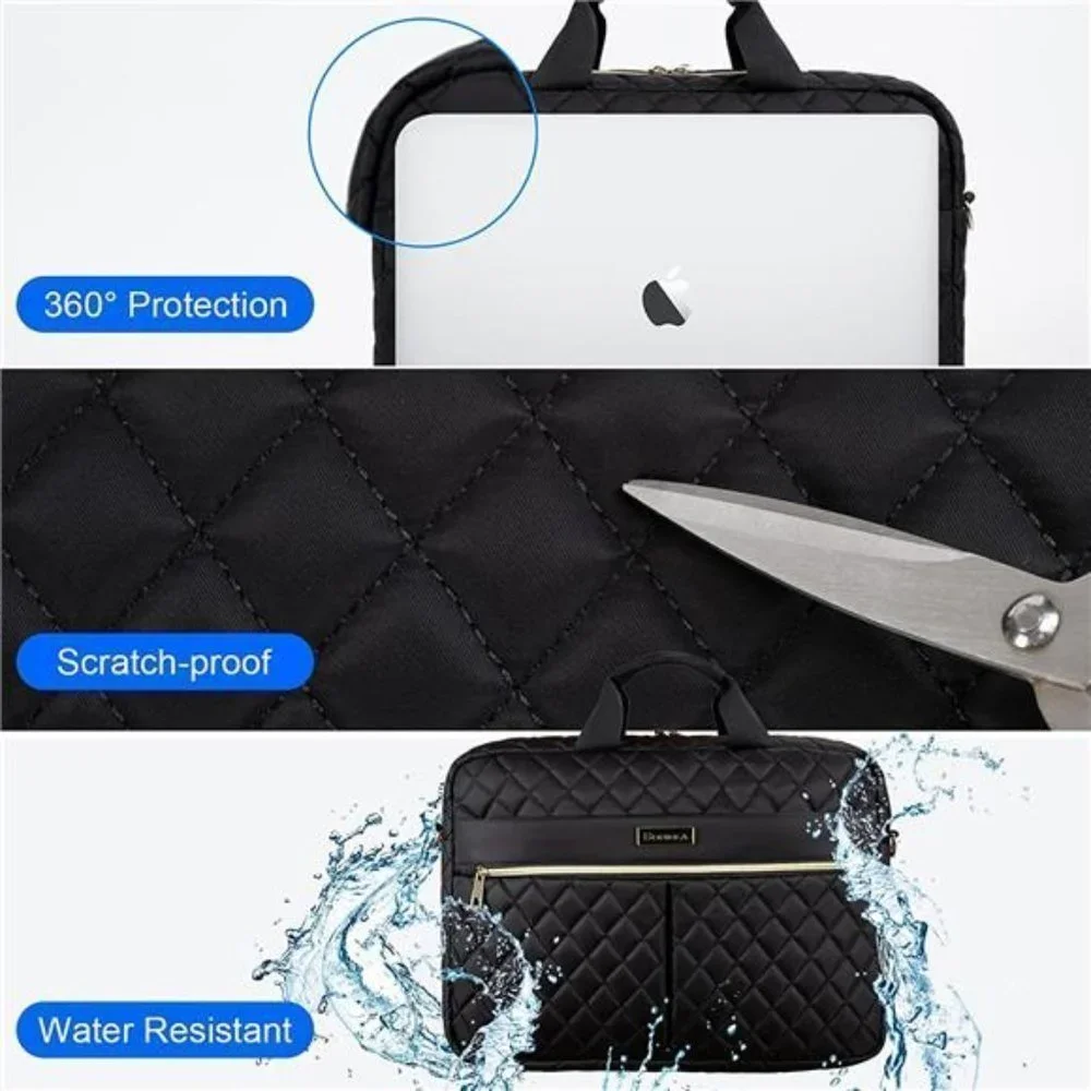 Luxury Laptop & Tablet Briefcase Bag for Women-Black
